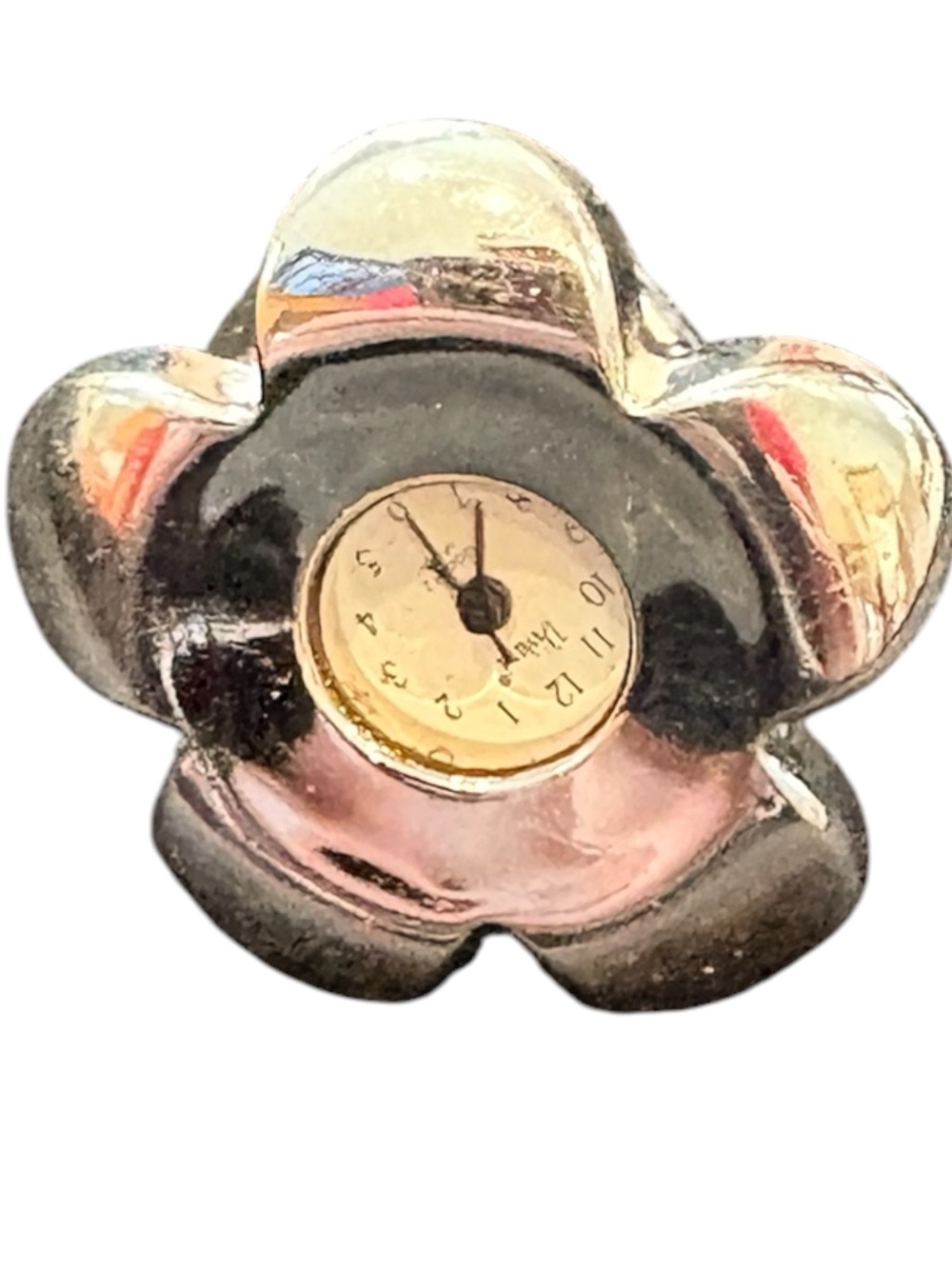 Vintage Accutime Flower Ring Watch Silver Tone - Picture 11 of 11